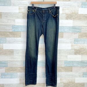 Ralph Lauren Thompson 650 Button Fly Straight Jeans Blue Dark Wash Mens Size 31